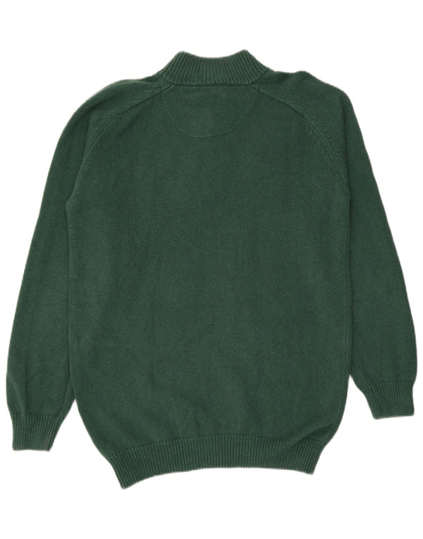 Massimo Dutti Herre Button Neck Jumper Sweater Medium Grøn Bomuld