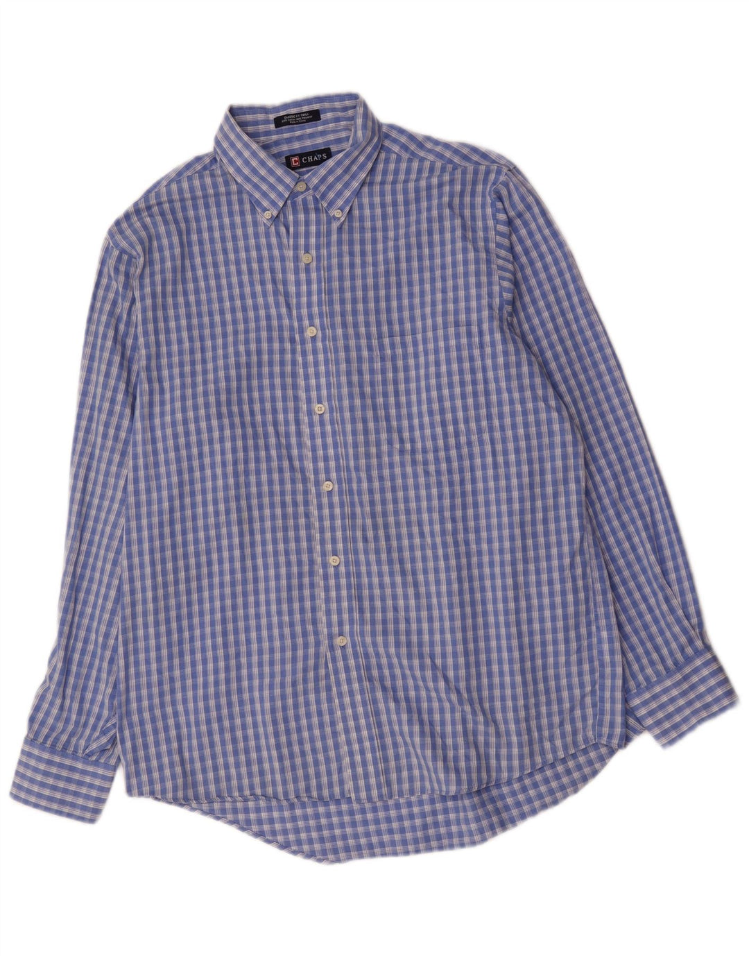 Chaps Herre Classic Fit skjorte str. 16 1/2 Large Blue Check Cotton