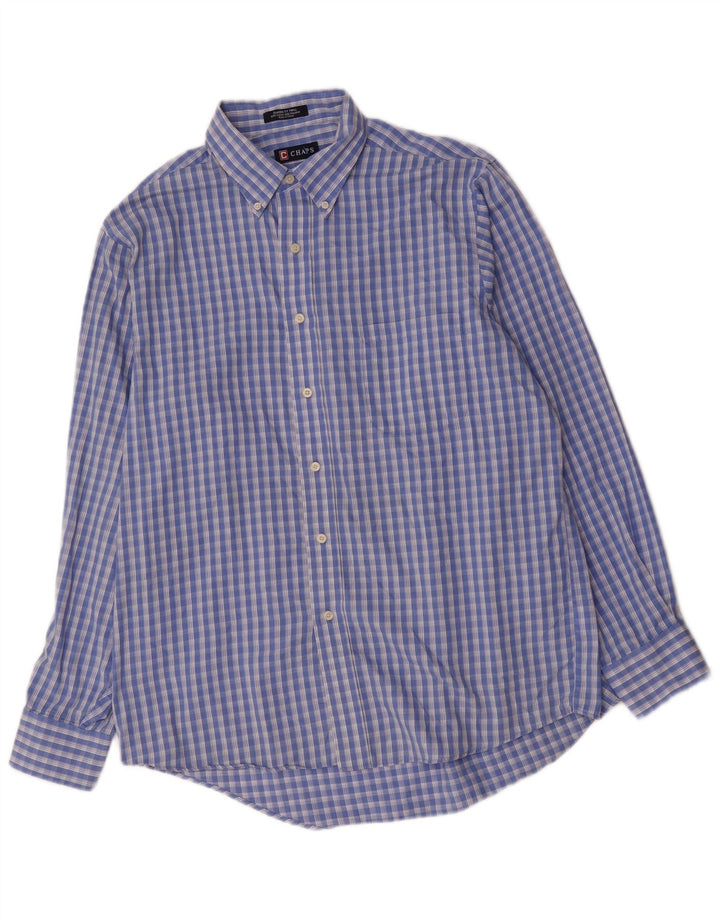 Chaps Herre Classic Fit skjorte str. 16 1/2 Large Blue Check Cotton