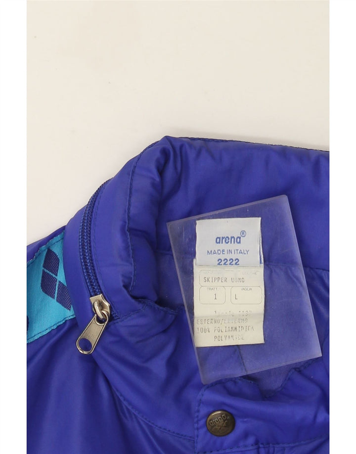 Arena Herre Grafisk Hætte Regnjakke UK 40 Stor Blå Polyamid