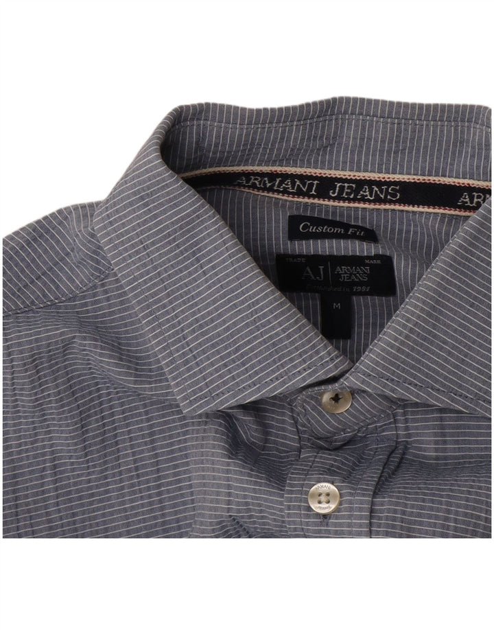 Armani Jeans Herre Custom Fit skjorte Medium Blue Pinstripe