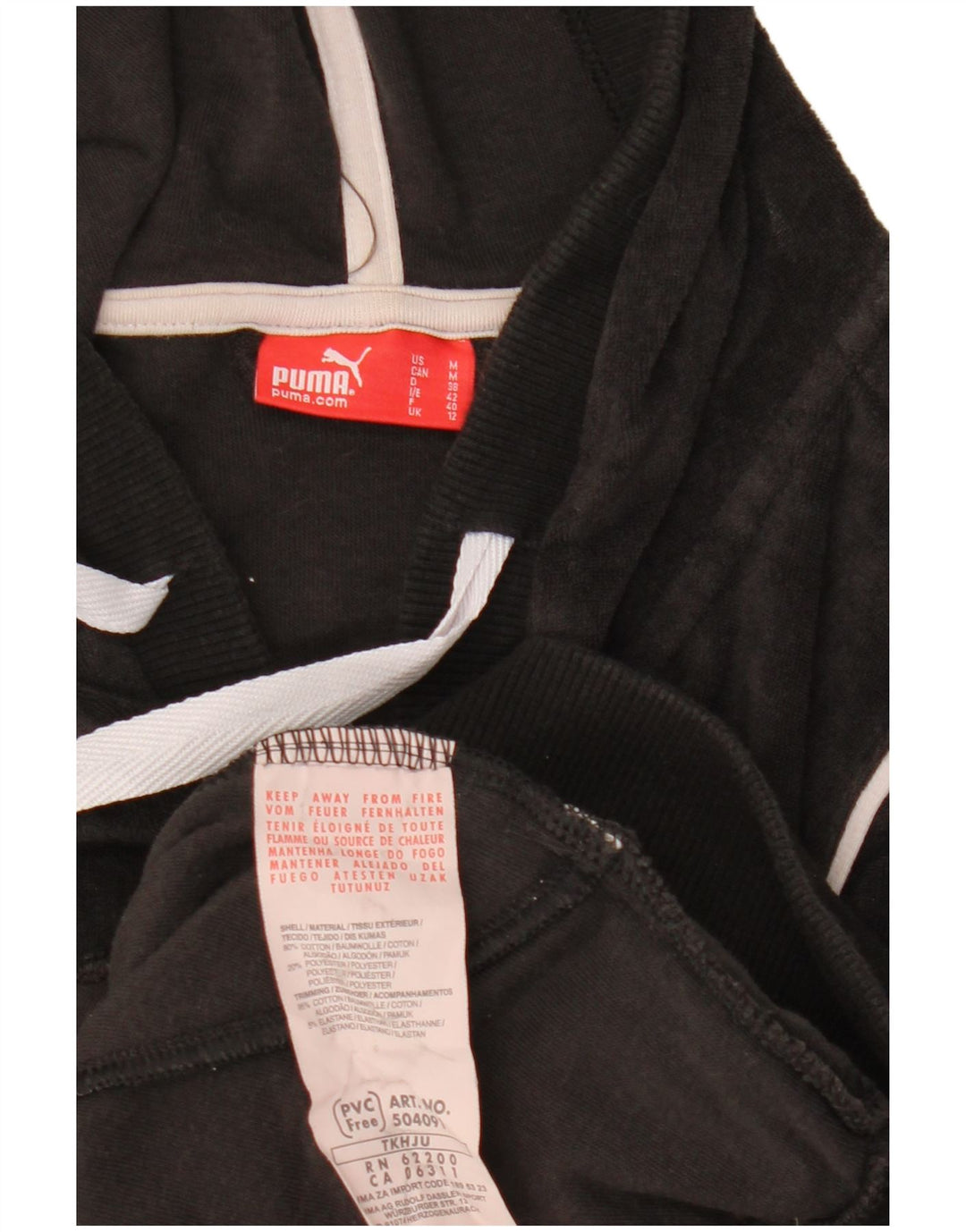 PUMA hættetrøje med fløjl med korte ærmer til kvinder UK 12 Medium Sort