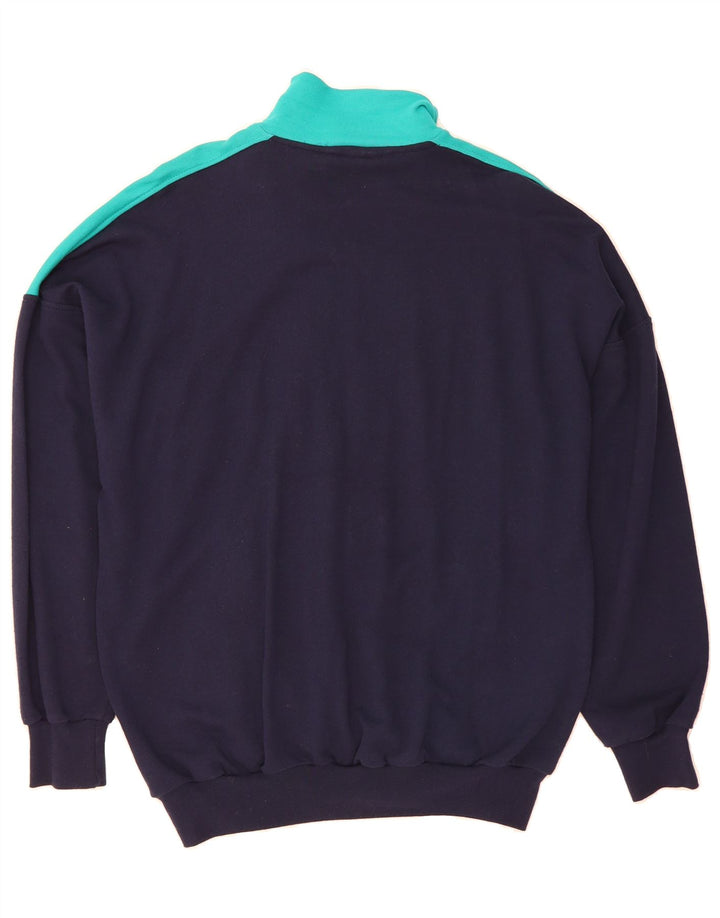 VINTAGE Mens Tracksuit Top Jacket IT 50 Medium Navy Blue Colourblock Vintage Vintage and Second-Hand Vintage from Messina Hembry 
