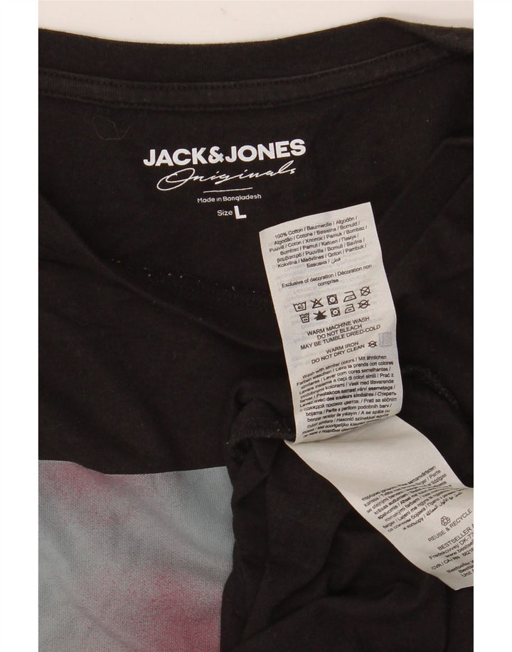 JACK & JONES Herre grafisk T-shirt Top Stor sort bomuld