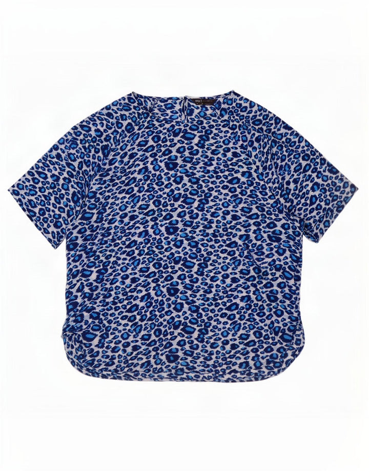 Marks & Spencer Damebluse Top UK 16 Large Blue Animal Print Polyester
