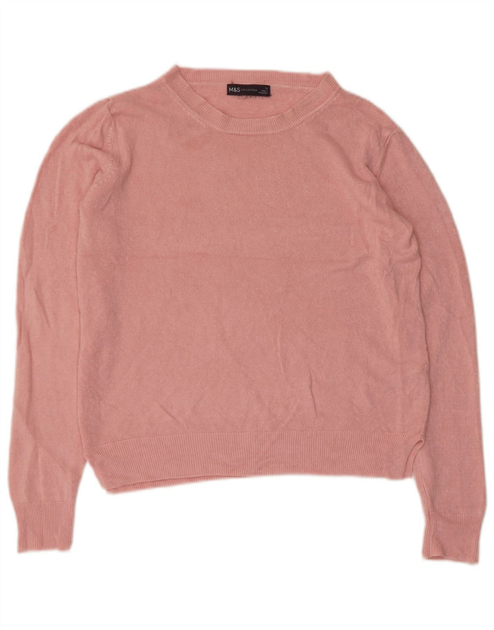 Marks & Spencer Dame Crop Boat Neck Jumper Sweater UK 12 Medium Pink