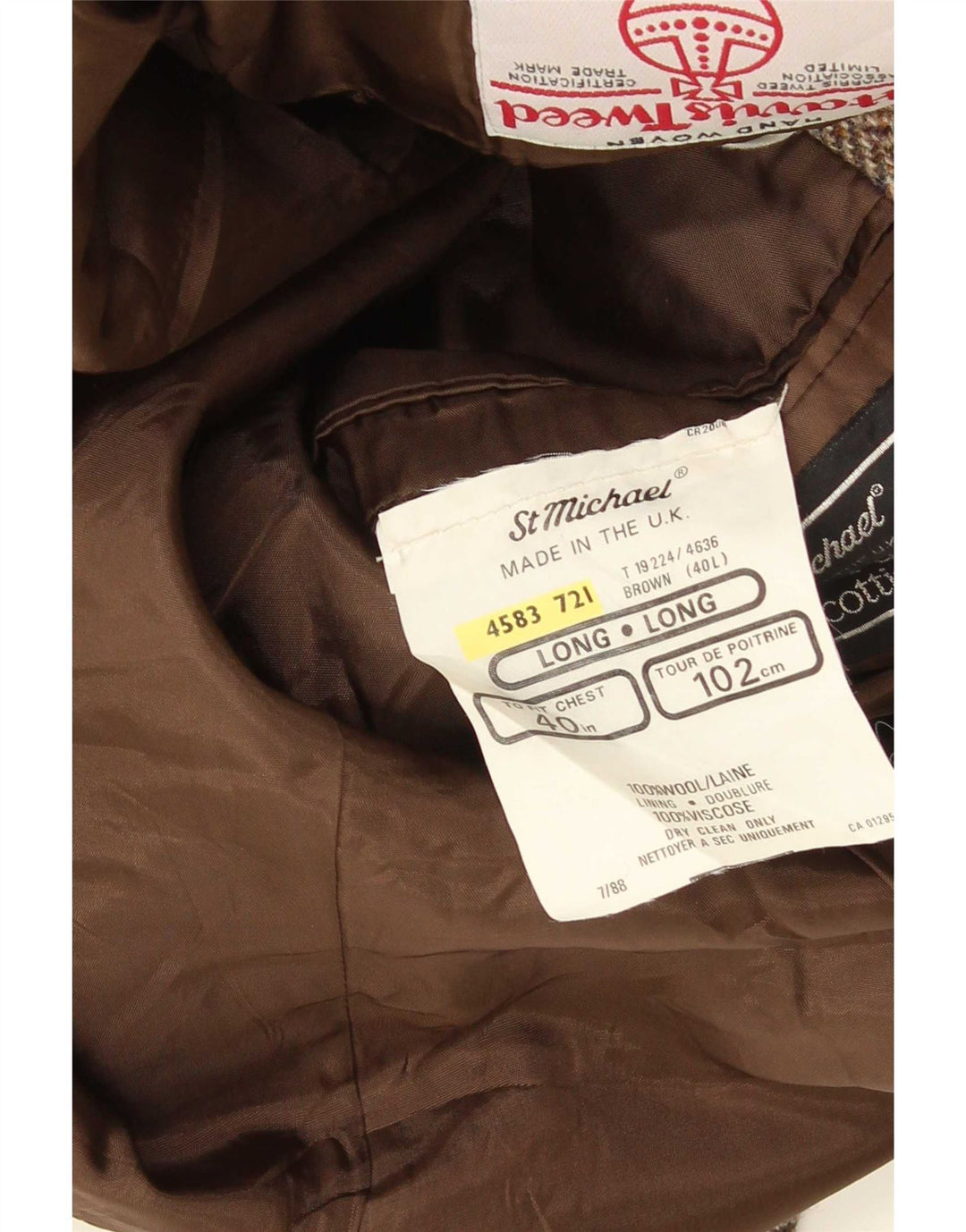 Harris Tweed Herre St. Michael Blazer Jacket UK 40 Large Brown Herringbone