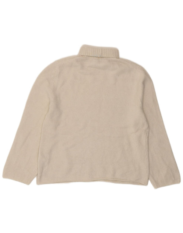 Zara Dame Oversized Roll Neck Jumper Sweater UK 10 Small White Acryl