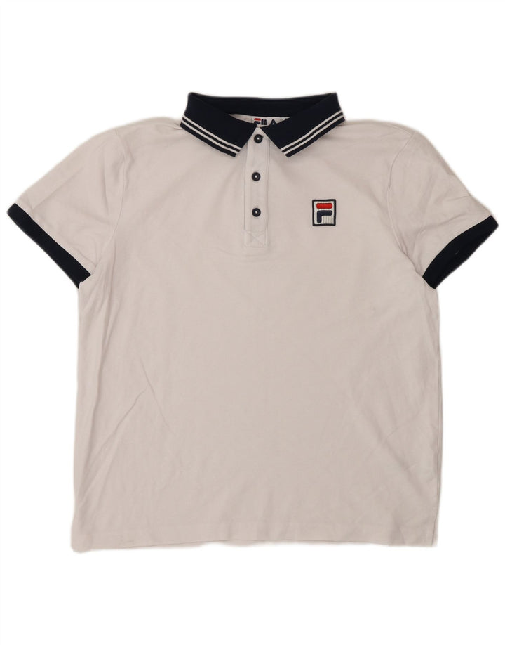 Fila Polo Shirt til mænd Lille hvid Colourblock Bomuld