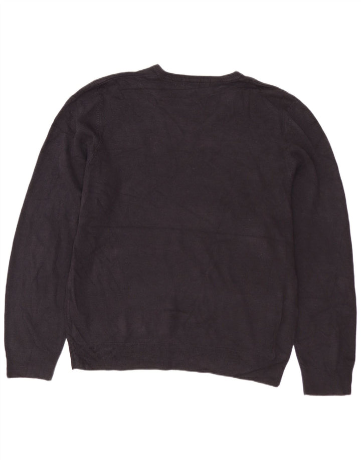 MARKS & SPENCER Herre V-hals sweater Stor marineblå akryl