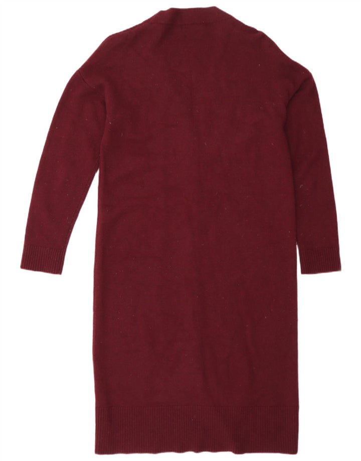 Massimo Dutti Dame Longline Cardigan Sweater UK 14 Medium Burgundy