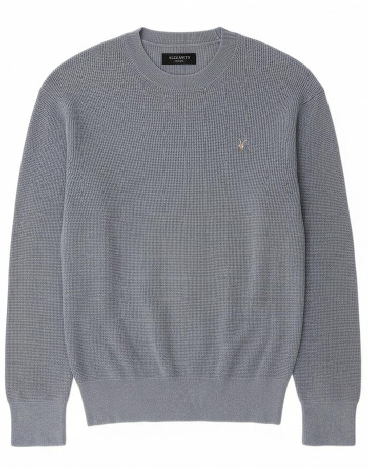 ALL SAINTS Herre sweater med rund hals, mellemblå bomuld