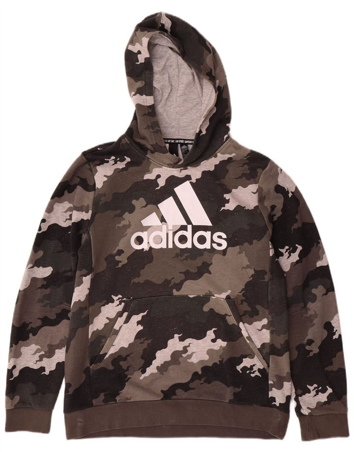 ADIDAS Grafisk hættetrøje til drenge 13-14 år Brun Camouflage Bomuld