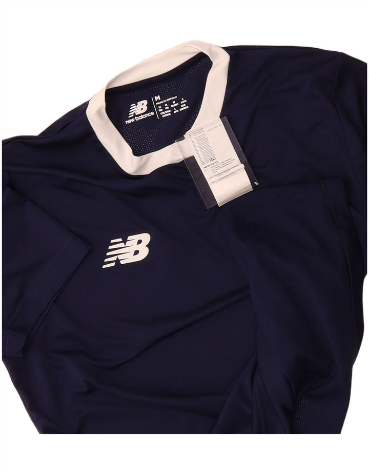 NEW BALANCE Mens Graphic T-Shirt Top Medium Navy Blue Polyester