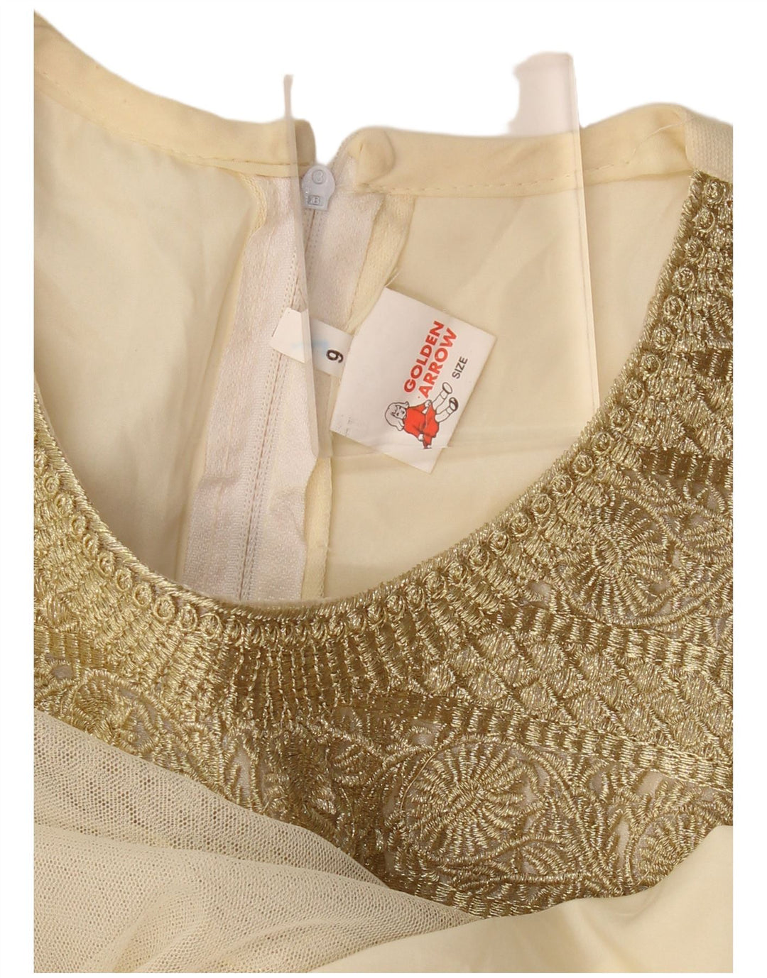 VINTAGE Langærmet A-line kjole til kvinder US 6 Medium Beige Floral