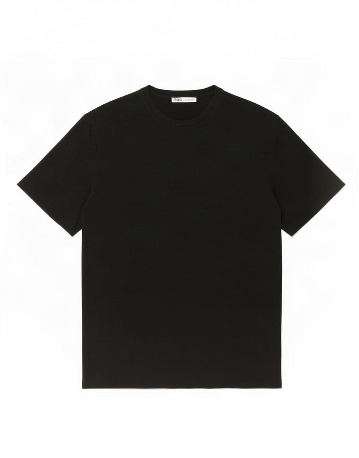 Zara Herre T-Shirt Top Stor Sort Bomuld