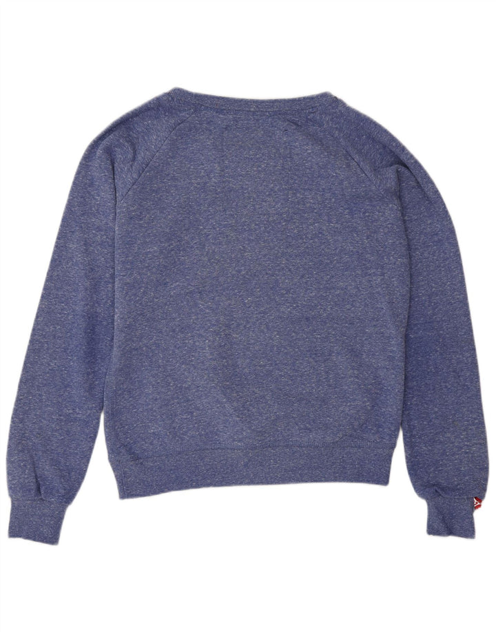 SUPERDRY Womens Atletik Sweatshirt Jumper UK 14 Medium Blue Flecked