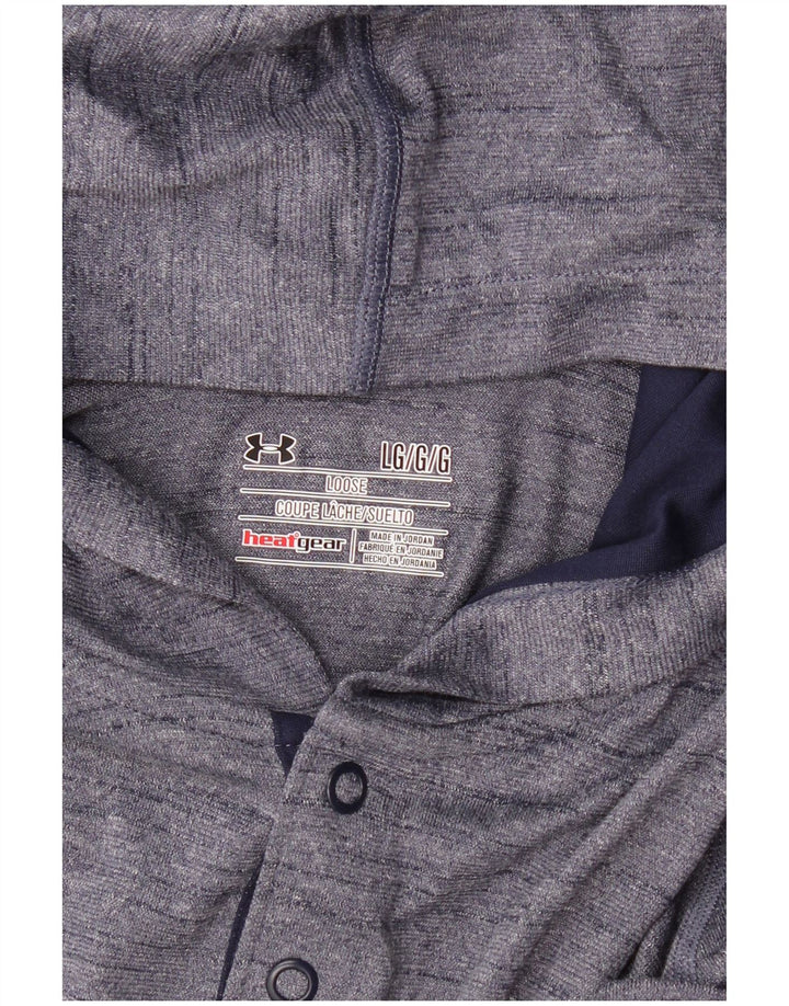 UNDER ARMOR Herre Heat Gear Hooded Top Langærmet Large Navy Blue Flecked