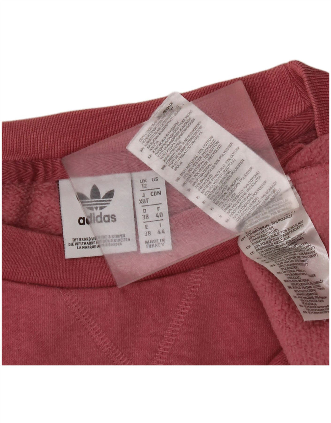 ADIDAS Dame Oversized Sweatshirt Jumper UK 12 Medium Pink Bomuld