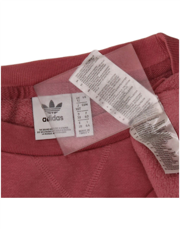 ADIDAS Dame Oversized Sweatshirt Jumper UK 12 Medium Pink Bomuld