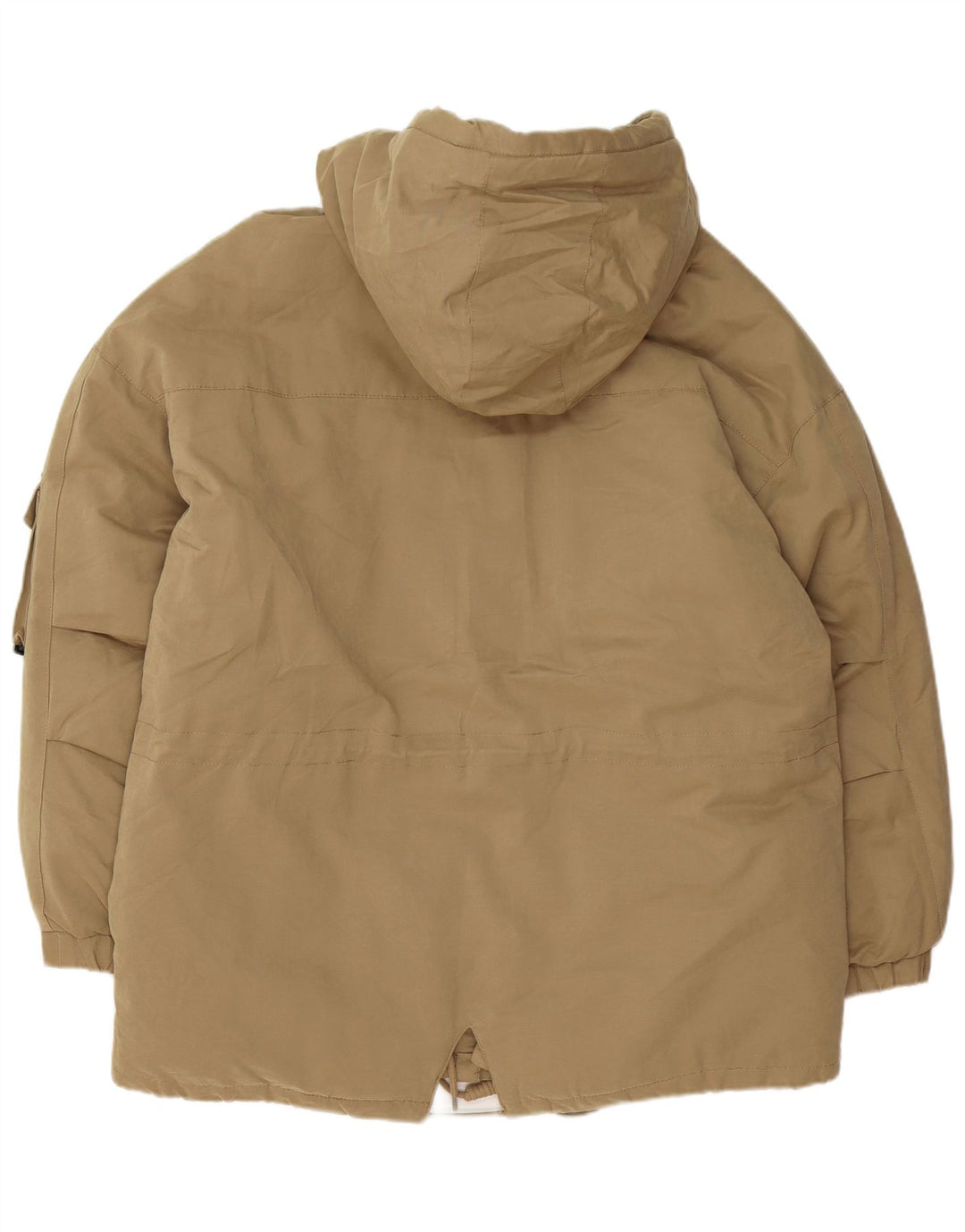 Zara Herre Hooded Loose Fit Polstret Jakke UK 38 Medium Beige Polyester