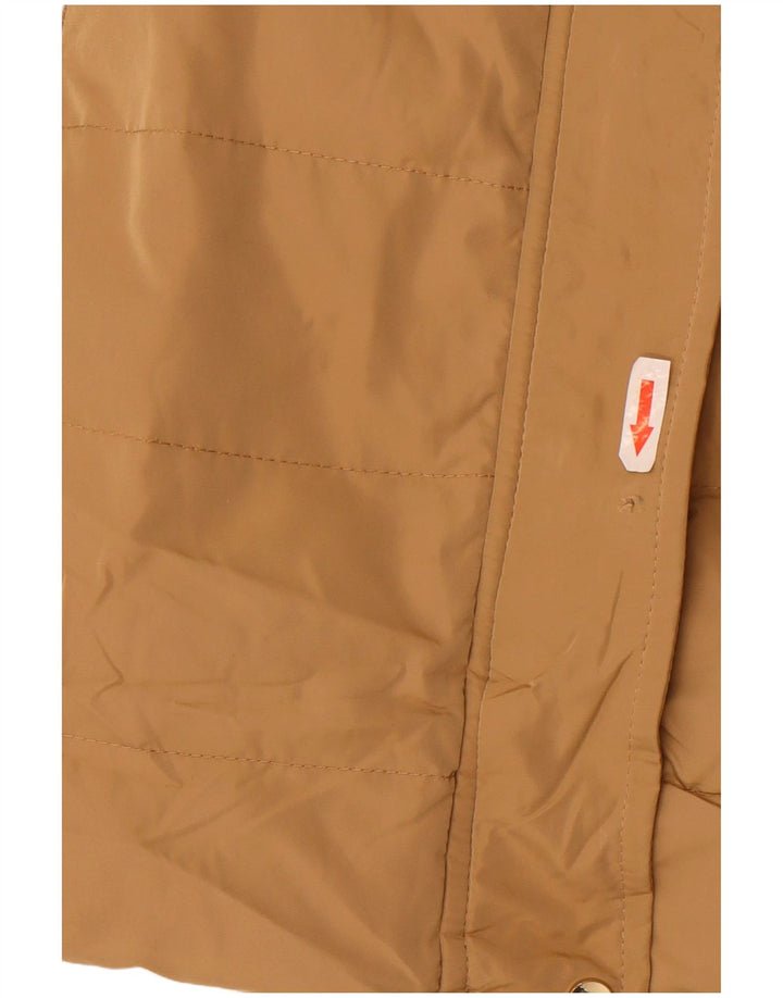 Zara Dame Hætte Polstret Frakke UK 14 Medium Beige Polyester