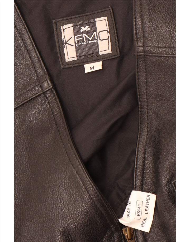 Vintage herre almindeligt lædervest Medium sort læder