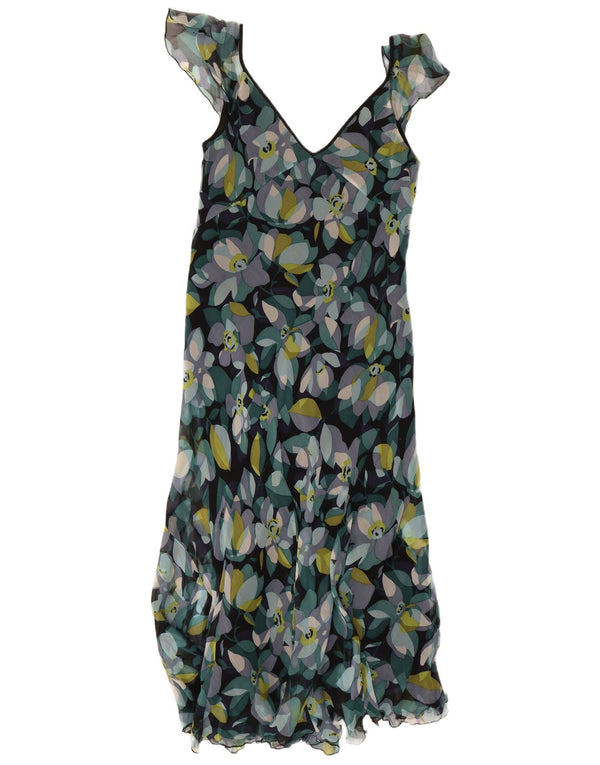 Monsoon Womens Sundress UK 12 Medium Black Floral Silke