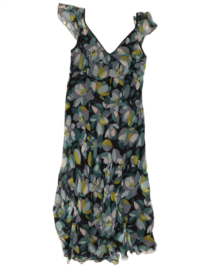 Monsoon Womens Sundress UK 12 Medium Black Floral Silke
