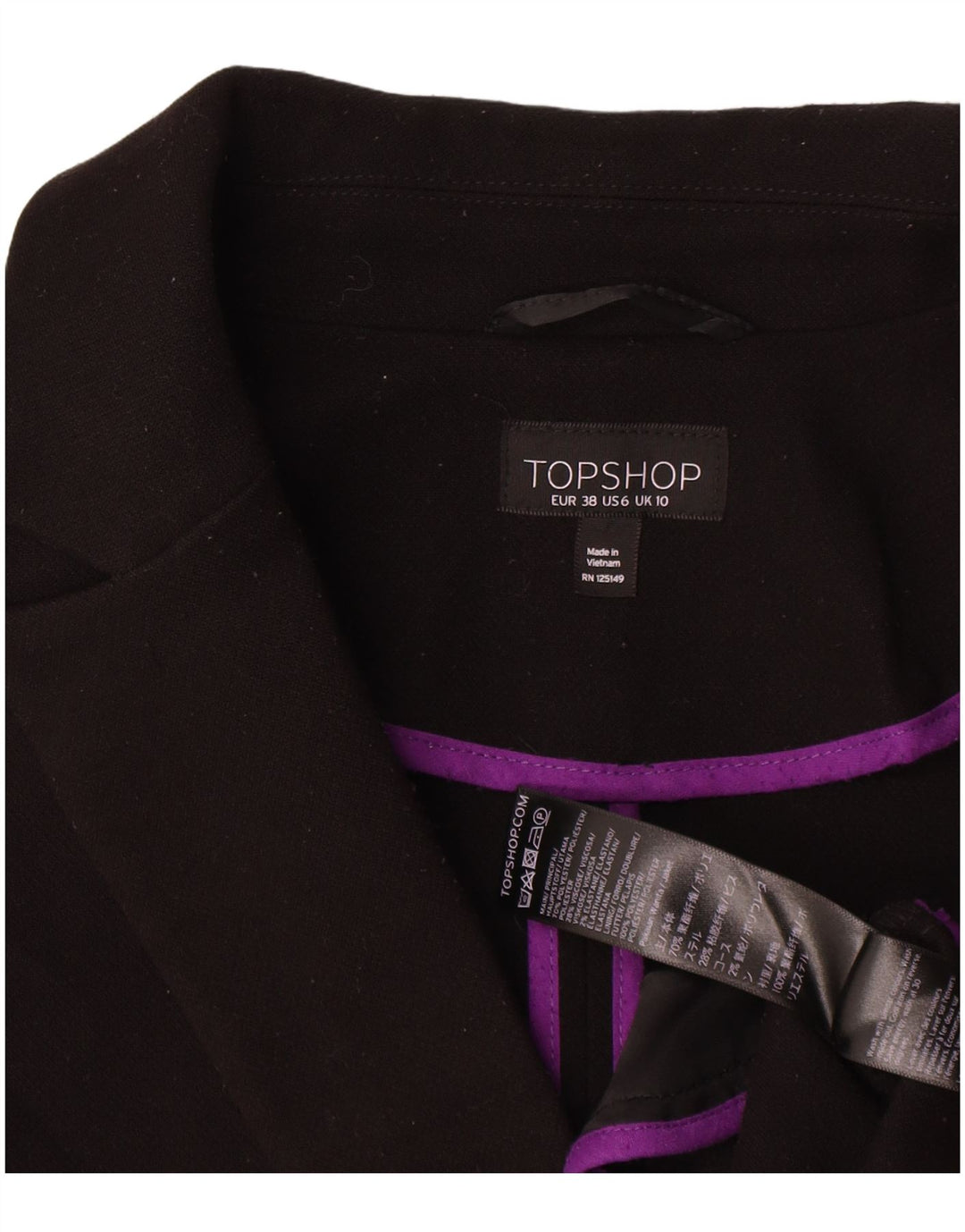 Topshop Dame Oversized Overfrakke UK 10 Small Black Polyester