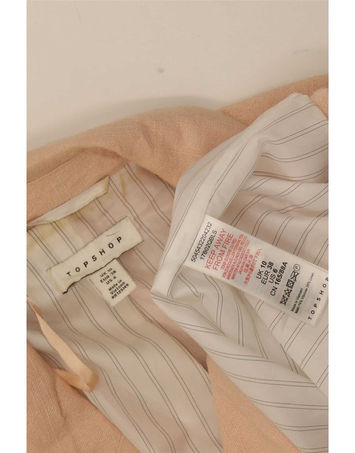 Topshop Dame Double Breasted Blazer Jacket UK 10 Small Pink Viscose