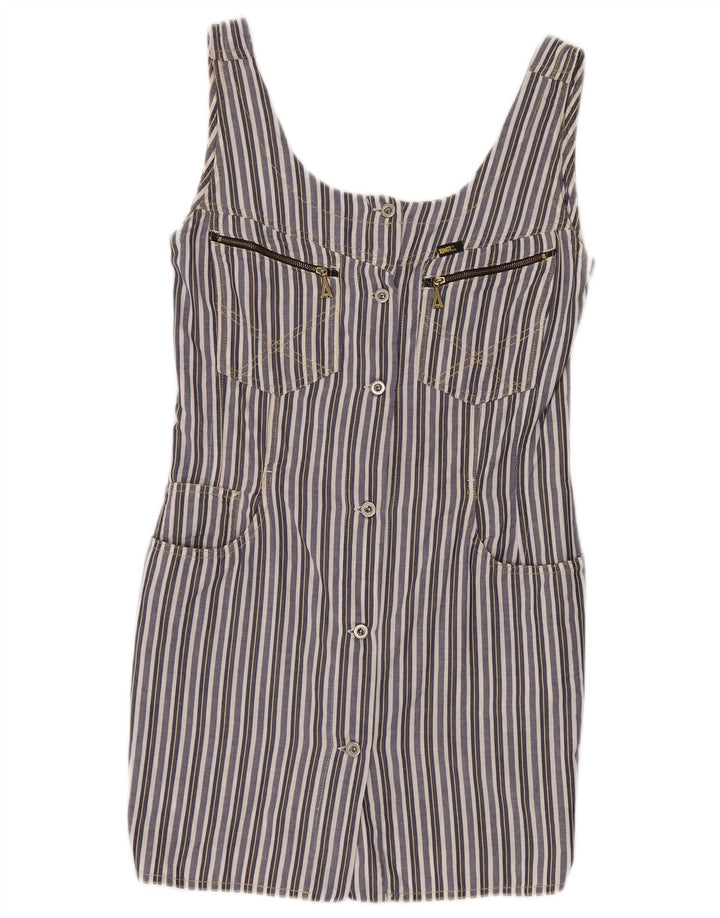 VINTAGE Kvinders Ærmeløs Skede Kjole UK 8 Small Navy Blue Striped