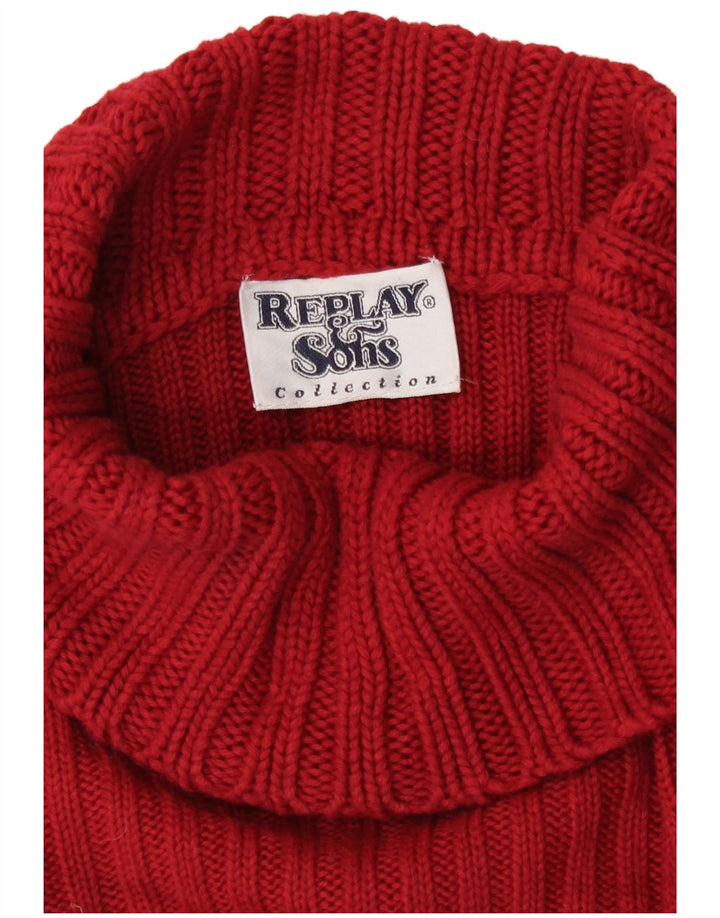 Replay Dame Roll Neck Jumper Sweater UK 12 Medium Red