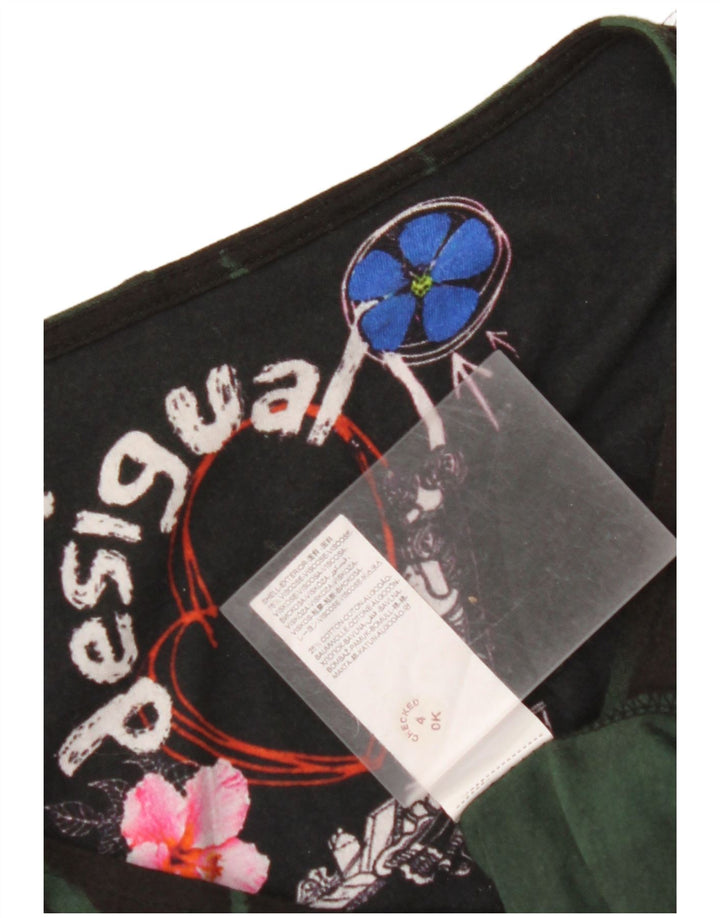 DESIGUAL Kvinders Grafisk Langærmet Skede Kjole UK 12 Medium Black Floral