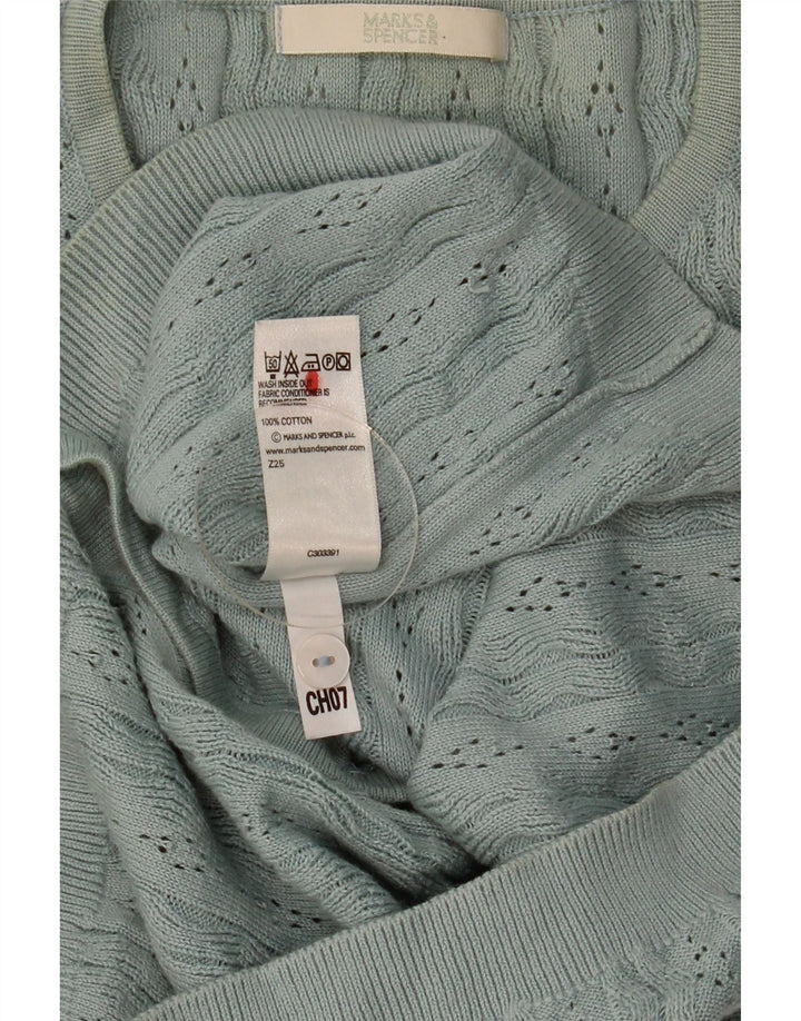 Marks & Spencer Dame Cardigan Sweater UK 8 Lille grøn bomuld