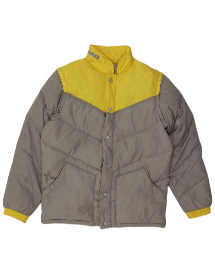 Fiorucci Herre hættepolstret jakke UK 38 Medium Grey Colourblock Nylon