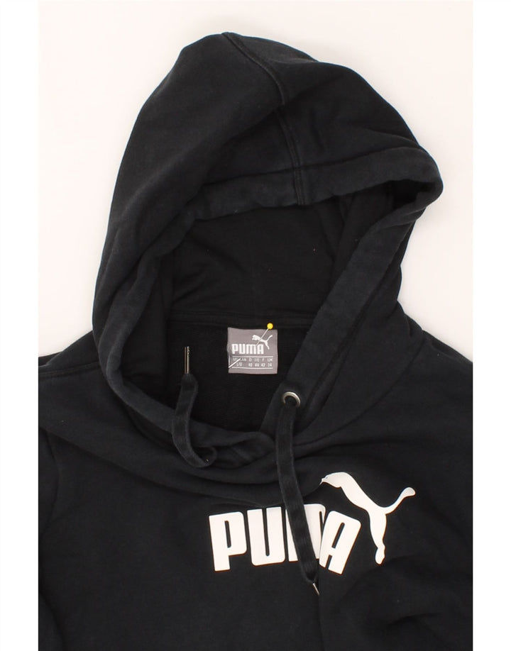PUMA Womens Graphic Hoodie Jumper UK 14 Large Black Vintage Puma and Second-Hand Puma from Messina Hembry 