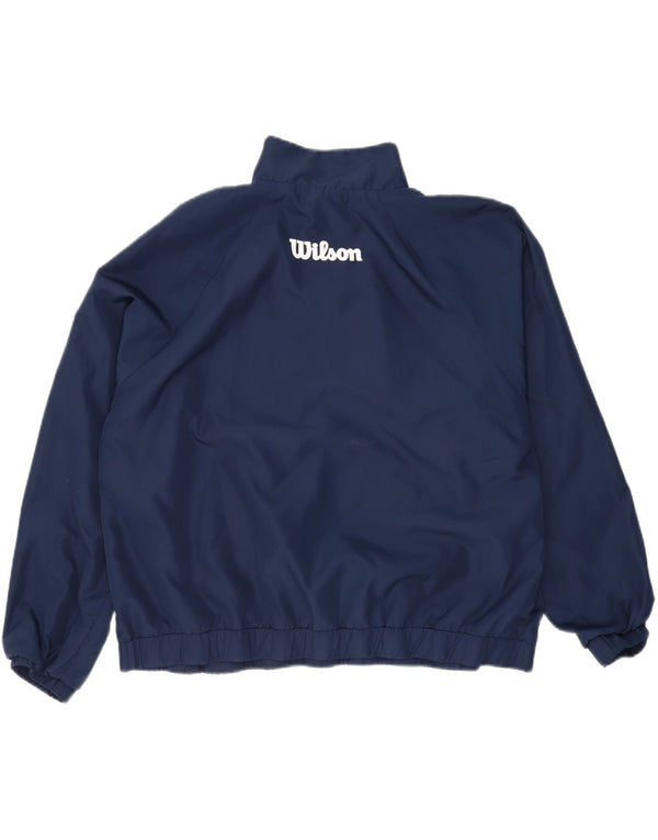 WILSON Dame Oversized Grafisk Windbreaker Jacket UK 22 2XL Navy Blue