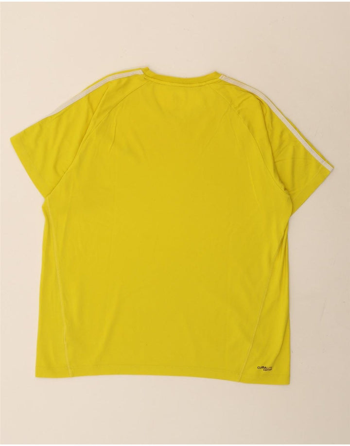 Adidas Herre Climalite T-Shirt Top Stor Gul Bomuld