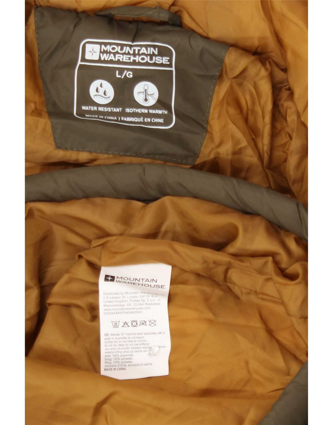 Mountain Warehouse Herre hættepolstret jakke UK 40 Stor Khaki Polyamid