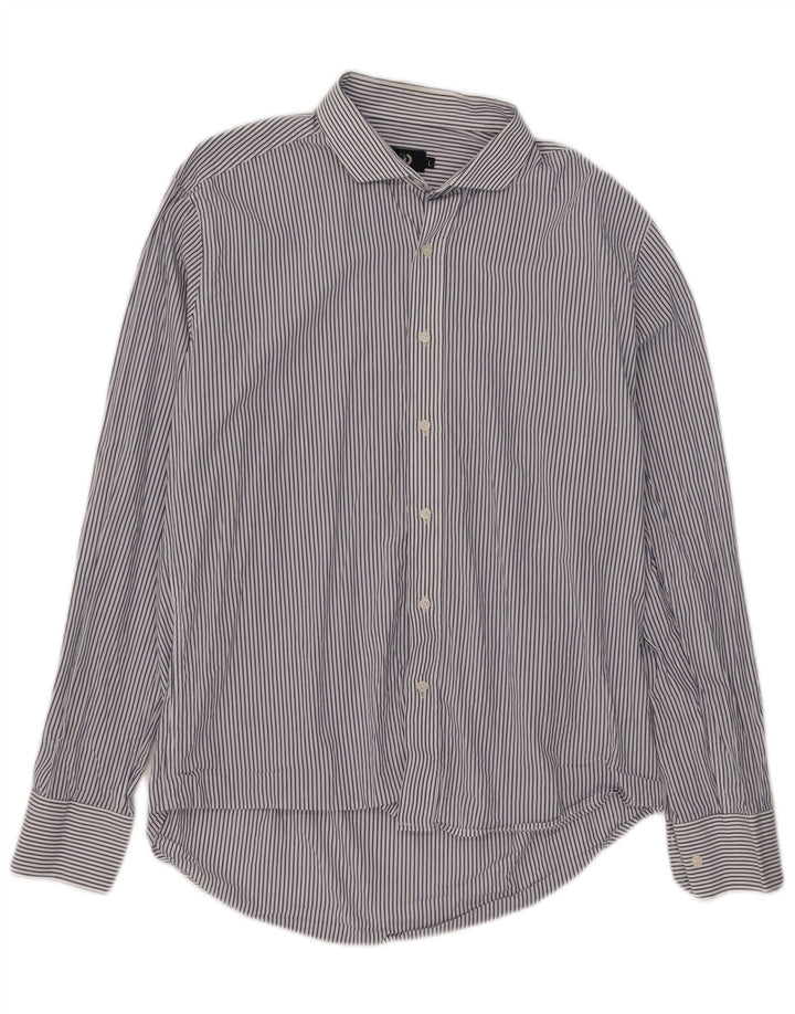 Dack's Mens Slim Fit Shirt Large Blue Pinstripe Cotton
