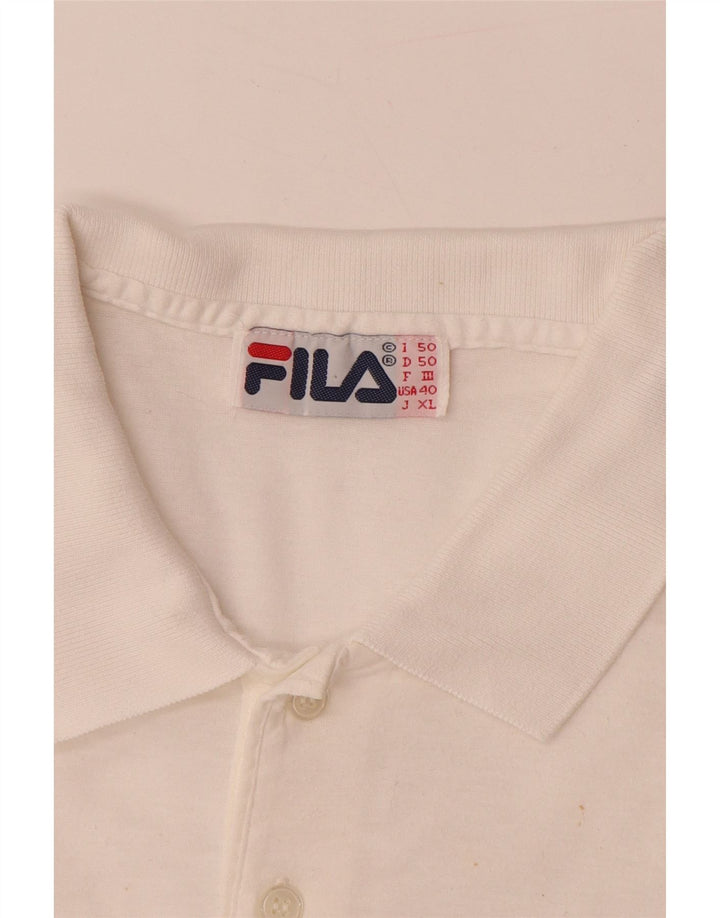 FILA Grafisk poloshirt til mænd IT 50 Medium White Colourblock Bomuld