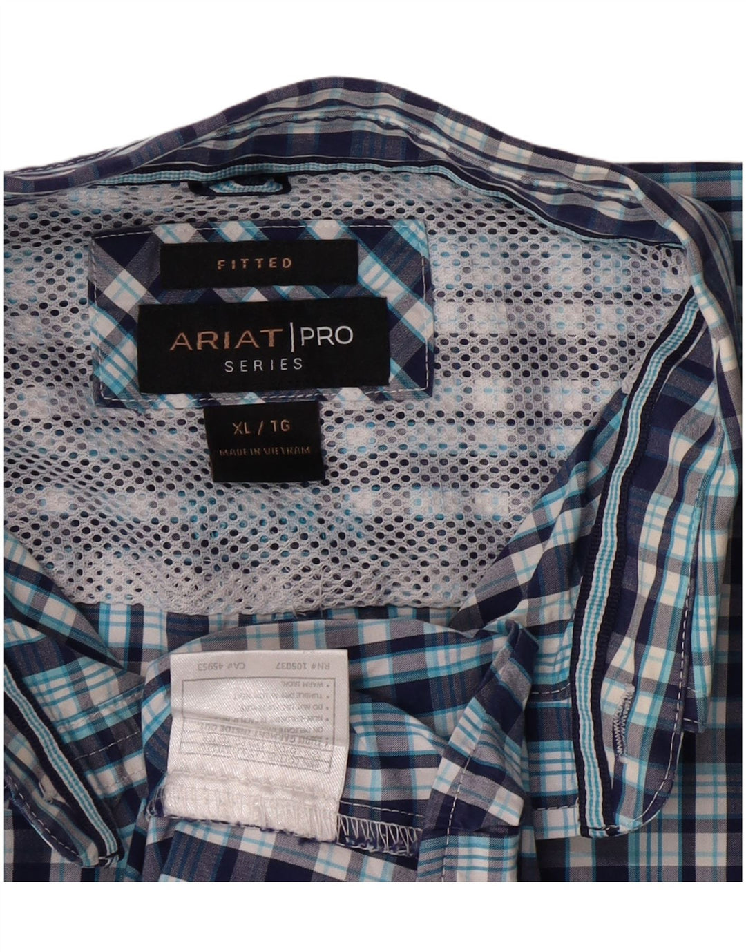 Ariat Herre Fitted Shirt XL blå ternet bomuld