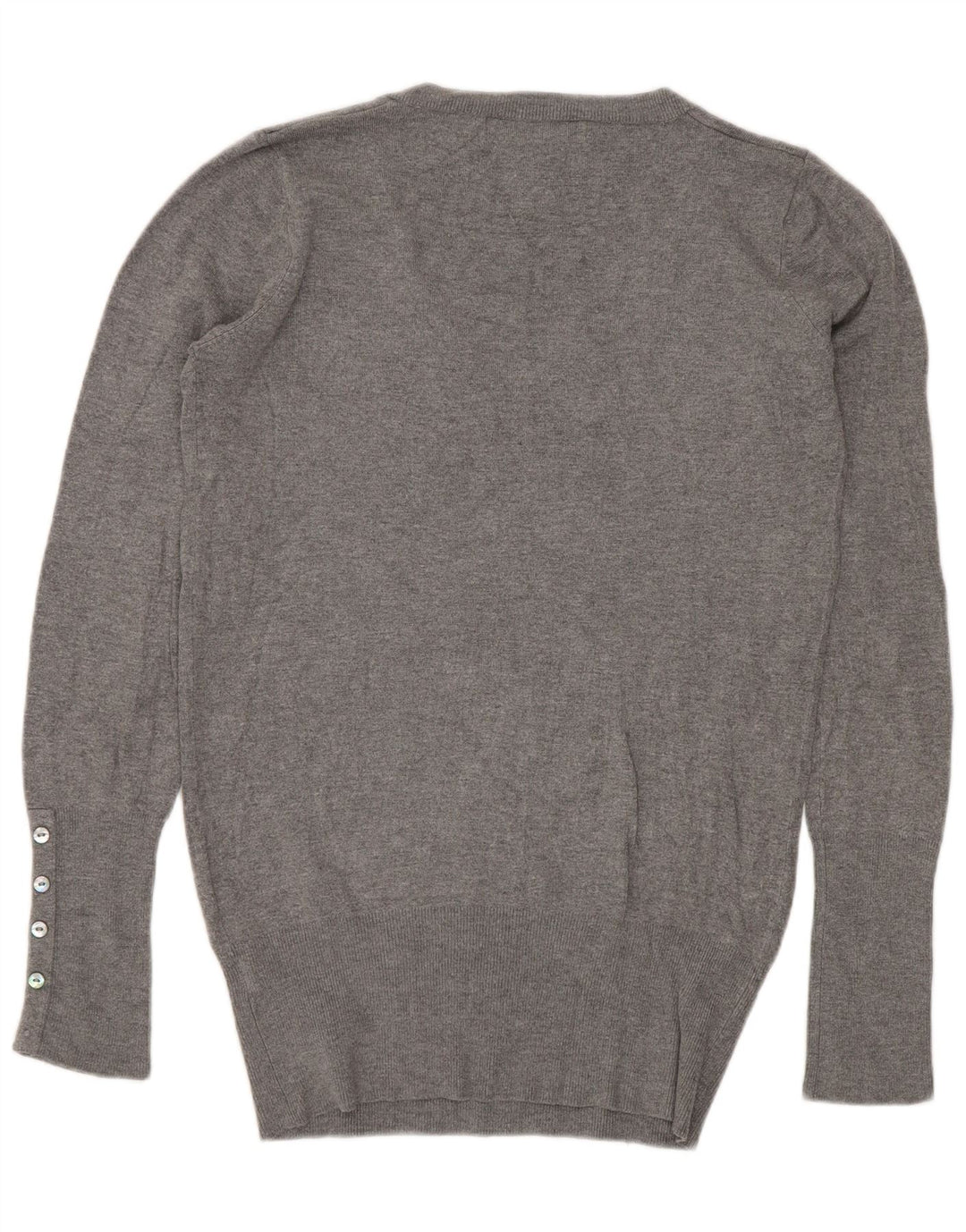 Zara Dame V-hals sweater UK 12 Medium Grey Rayon