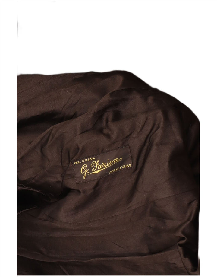 Vintage Dame imiteret Pels Overfrakke UK 12 Medium Sort