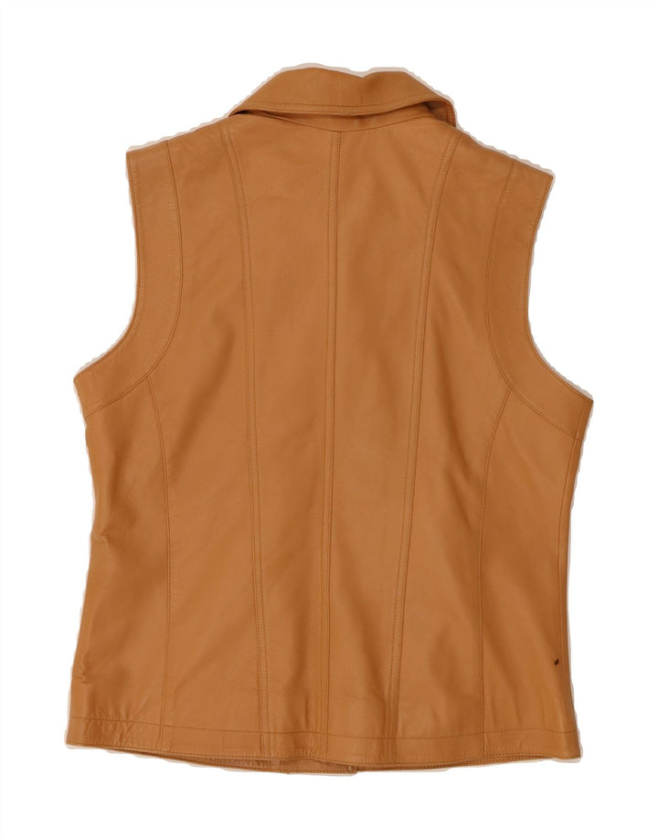 HUCKE Womens Leather Gilet EU 38 Medium Beige Leather Vintage Hucke and Second-Hand Hucke from Messina Hembry 