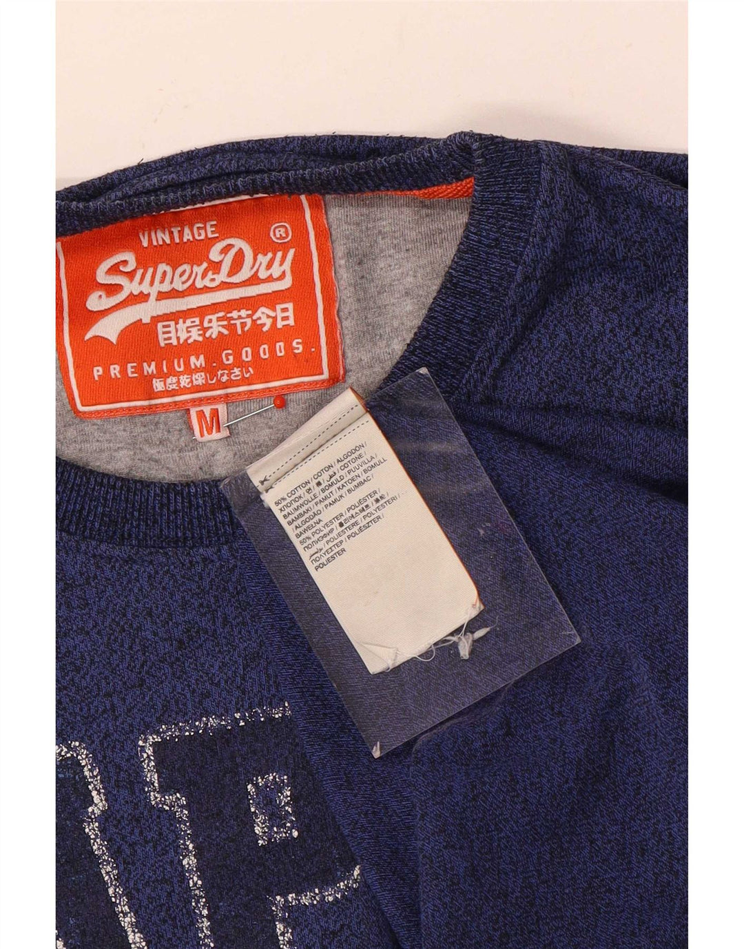 Superdry grafisk t-shirt til mænd, mellemblå flækket bomuld