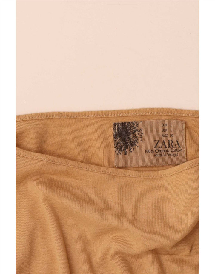 Zara Dame Top 3/4 ærme UK 14 Stor Beige Bomuld