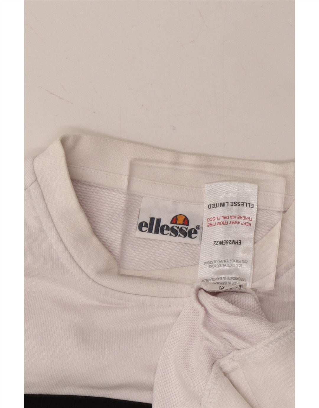 ELLESSE Mens Graphic Sweatshirt Jumper Small White Cotton Vintage Ellesse and Second-Hand Ellesse from Messina Hembry 