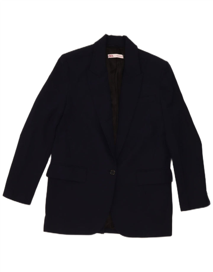 Zara Dame 2-knaps oversize blazerjakke UK 6 XS marineblå viskose